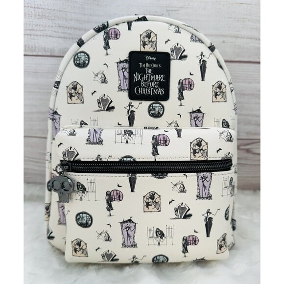 Loungefly Nightmare Before Christmas NBC Pastel White Print Mini Backpack main image 4